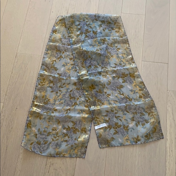 Oscar de la Renta Studio Accessories - Vintage Oscar de la Renta sheer blue & gold scarf